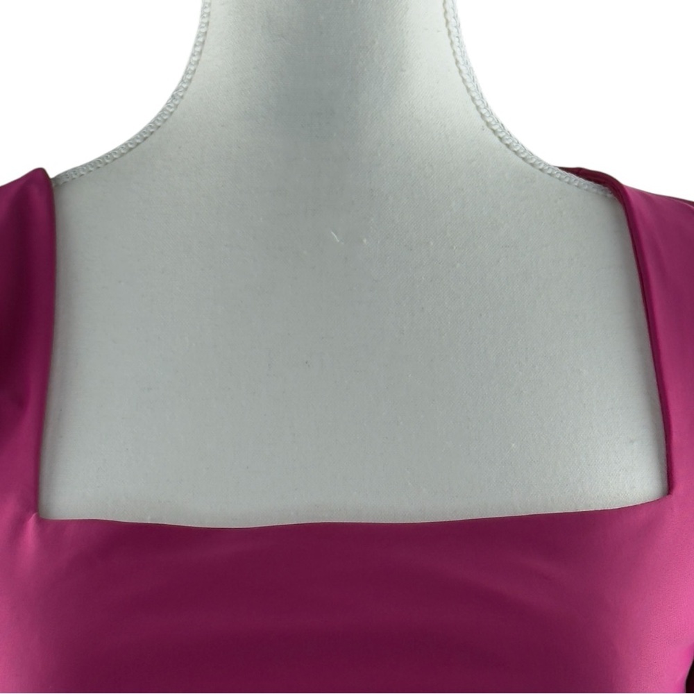 VICI Women’s M Hot Pink Long Sleeve Square Neck Cropped Stretch Knit Top - Picture 5 of 8